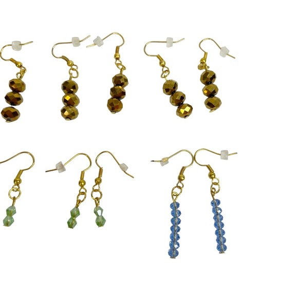 Lot of 8 Colorful Faceted Dangle Drop Pierced Earrings - Picture 2 of 9